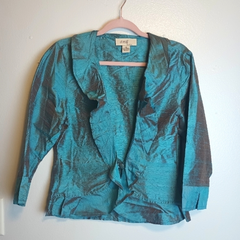 ANU by Natural Pure Silk Blazer Blouse Medium